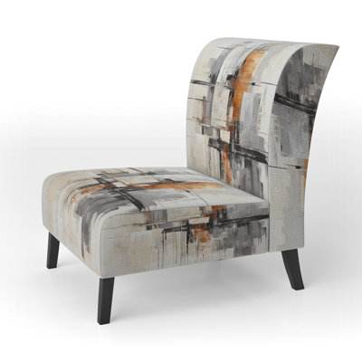 Minimalist Montage IV - Upholstered Contemporary Slipper Chair, White Accent Chair
