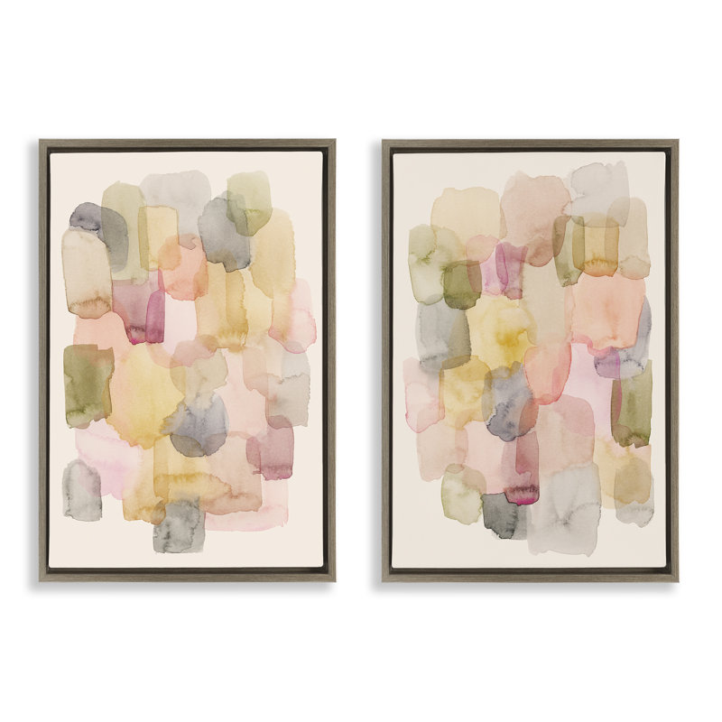  Ensemble de 2 toiles flottantes encadrées Mute Layered Neutrals par Grace Popp, H 25 po x l 17 po