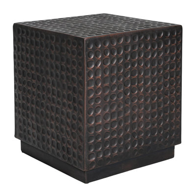 Outdoor Side Table, Patio End Table Cube, MGO Fluted Coffee Table For Outside, Garden, Backyard, Poolside Accent Table, Antique Copper