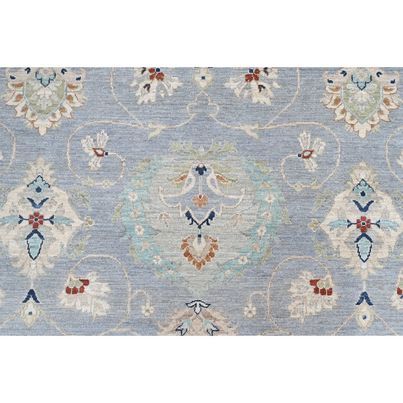 Tapis gris et argent noué à la main de haute qualité