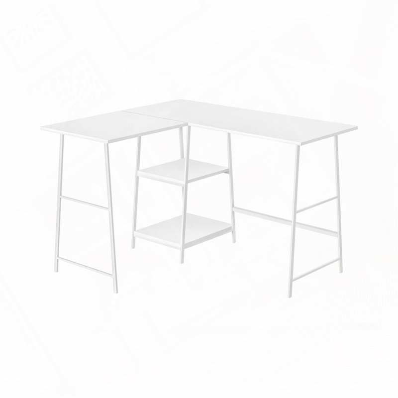 Bureau d'ordinateur en L Home Office, Blanc/Noir