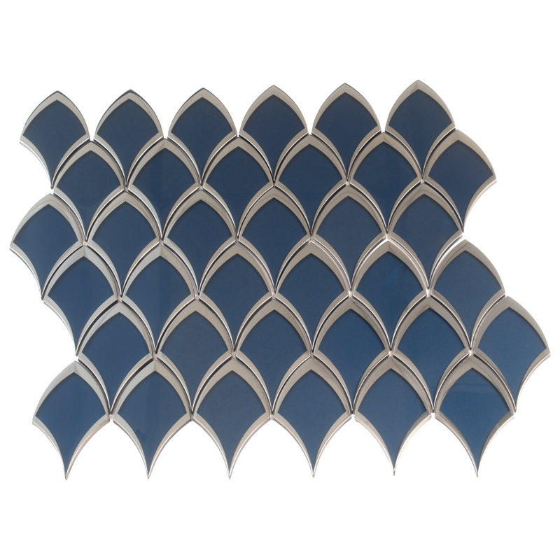 Carrelage mural mosaïque en verre lustré bleu et gris 10 po x 12 po Mirari (4,25 pieds carrés / boîte, paquet de 5)