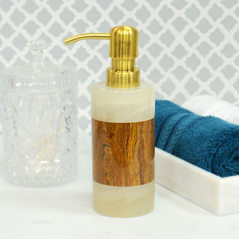 Abbiegale Marble Soap / Lotion Dispenser, Green/Amber