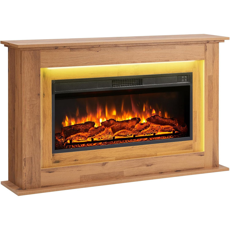 FLAMEKO Savannah Freestanding Electric Fireplace Suite, 2kW Heater, Remote, Dark Bronx Oak, 78.5cm H x 128cm W x 25cm D