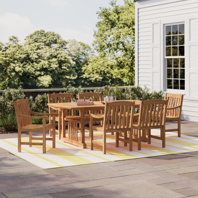 Meyers 6 - Person Teak Wood Outdoor Dining Set