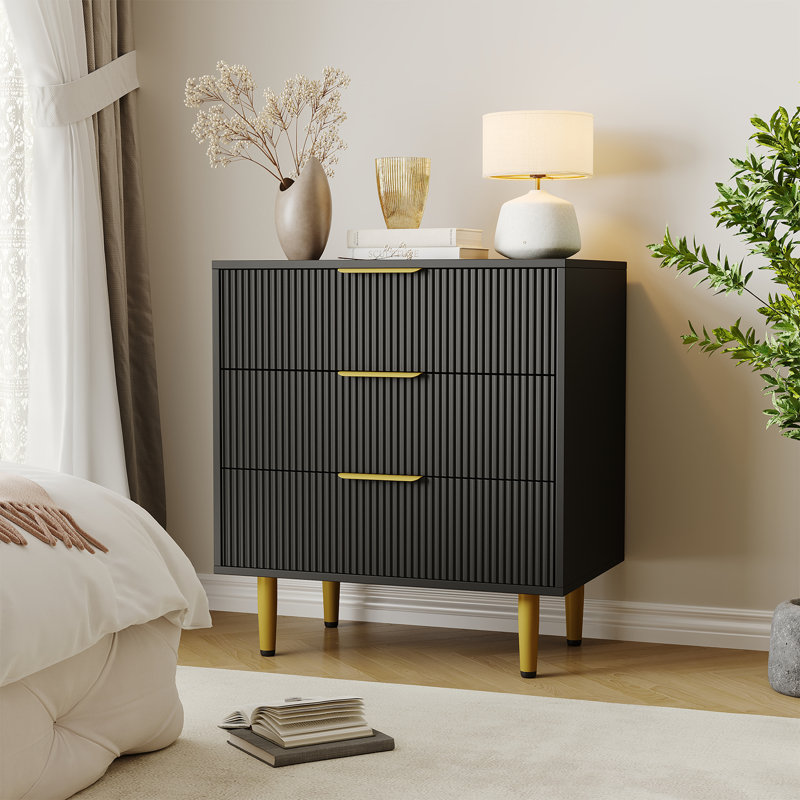 43.18cm W 3 - Drawer Chest of Drawers, Black