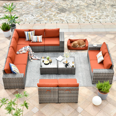 Baili 9 - Person Modular Patio Conversation Sets with Cushions