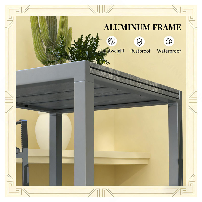 Table d'extérieur, table d'extérieur rectangulaire en aluminium