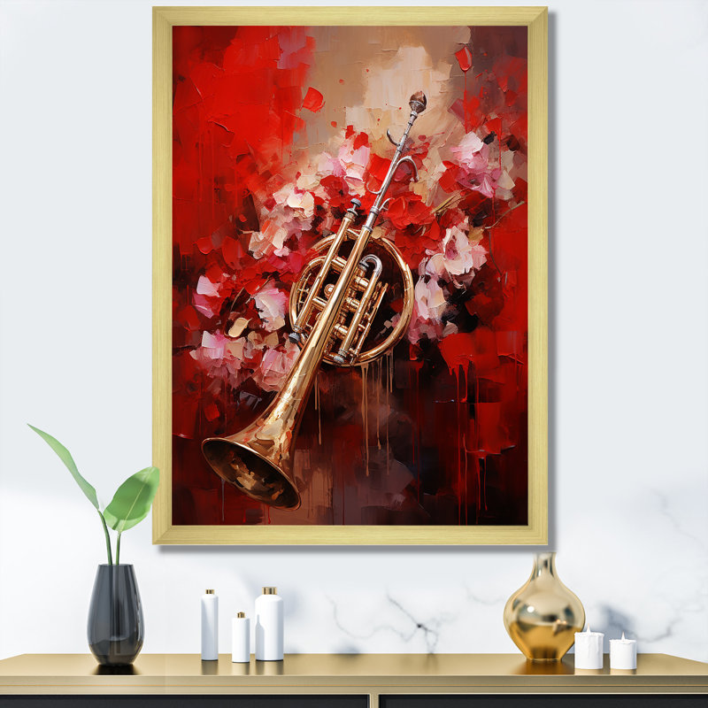 Regal Red Trumpet Triumph I, Cadre doré simple, H 20 po x l 12 po x P 1 po