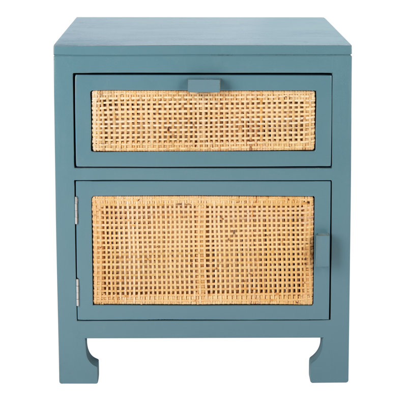 1 - Drawer Nightstand, Blue Gray/Natural