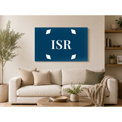 Israel Football Nations Luxury Diamond Monogram — White Navy Blue — Canvas Wall Art