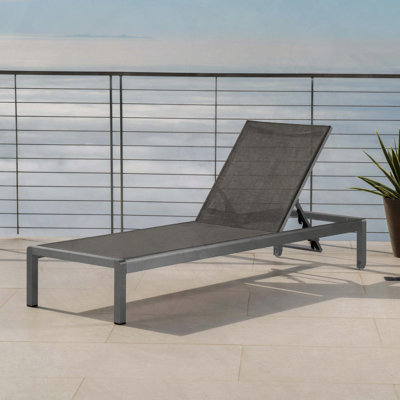 Adjustable Aluminum Chaise Lounge with Breathable Mesh, Cushion, and Wheels, 400lbs Capacity