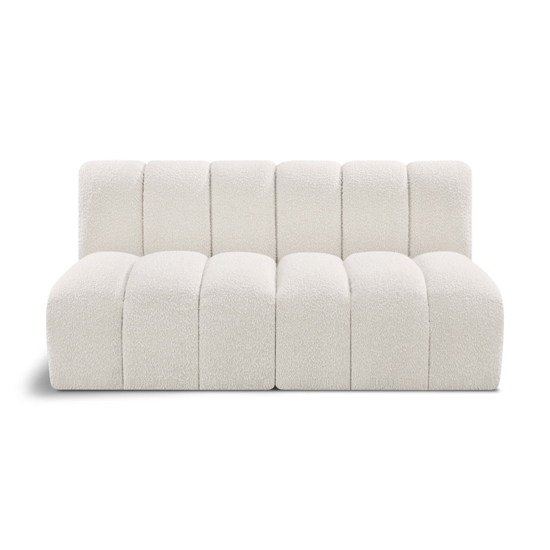 Hiral Upholstered Sectional Reversible, Cream Boucle Fabric