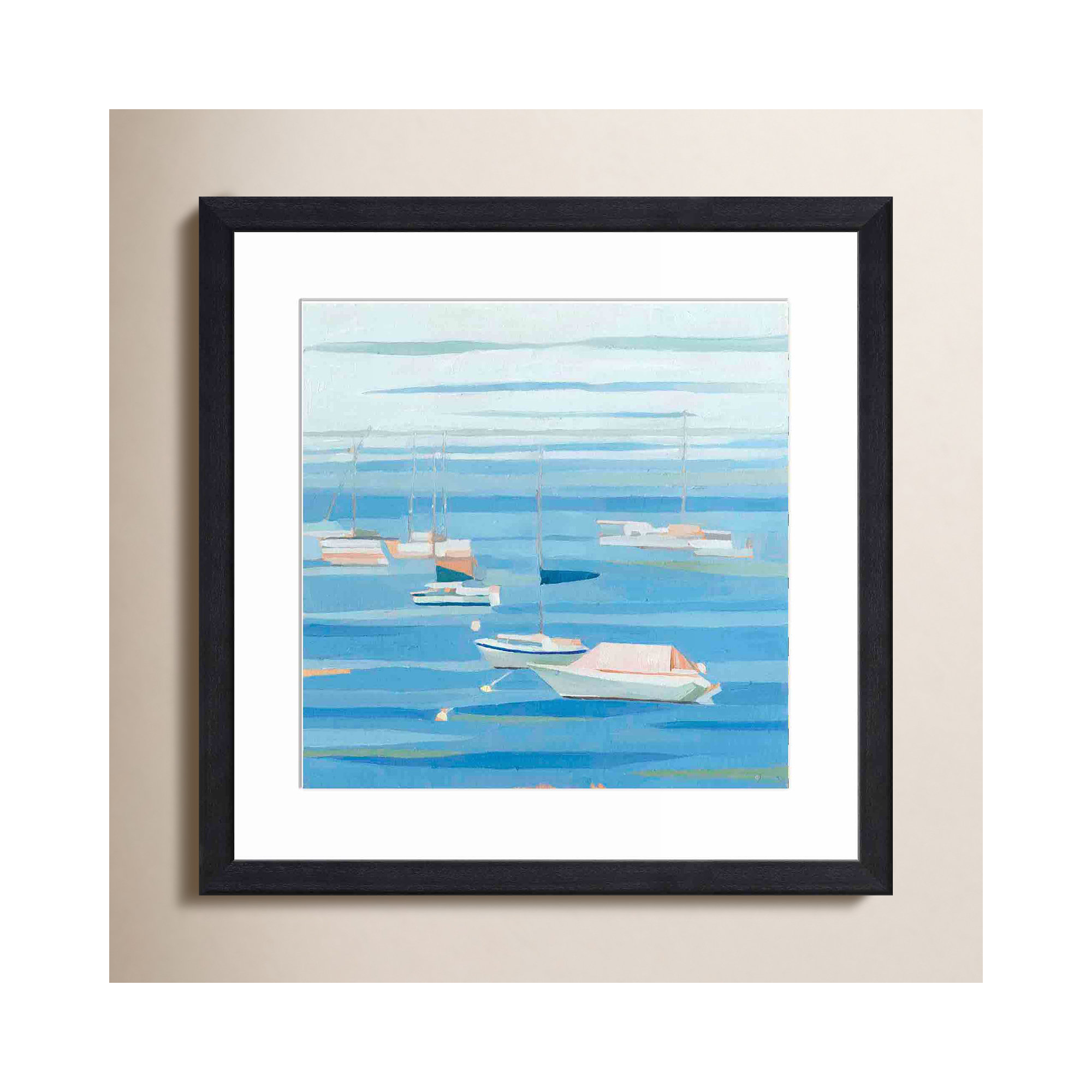 Summer Regatta I by Emma Scarvey, Black, 20"H x 20"W
