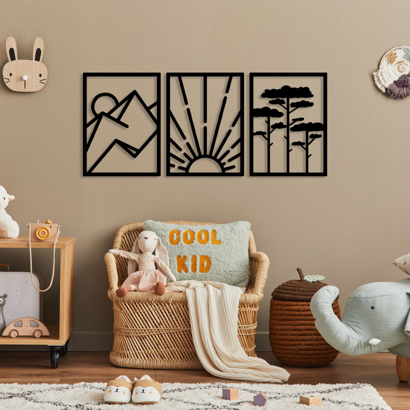 Elegant Black Decorative Metal Wall Accessory (3 Pieces), 22.0 x 16.5 inches | Durable Metal Body, Thickness: 0.06 inches | Perfect for Home Decor, Modern Aesthetic & Unique Wall Art Design