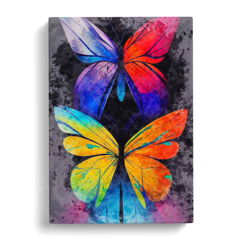 Butterflies Paint Splatter No.2 - Wrapped Canvas, 76cm H x 50cm W x 3cm D