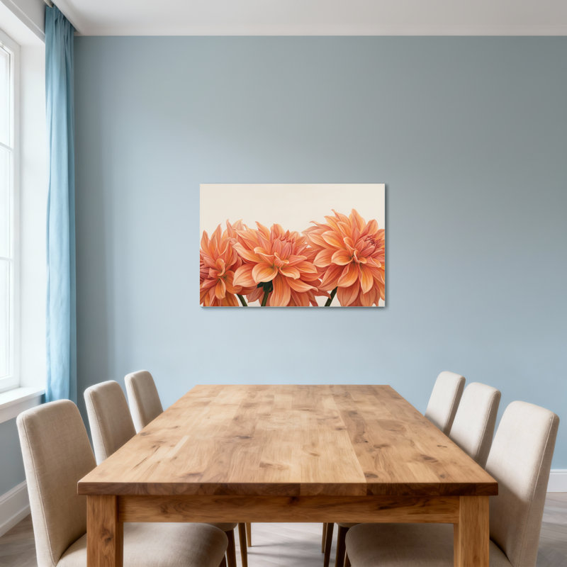 Plantes et fleurs, fleurs de dahlia orange, H 24 po x l 36 po