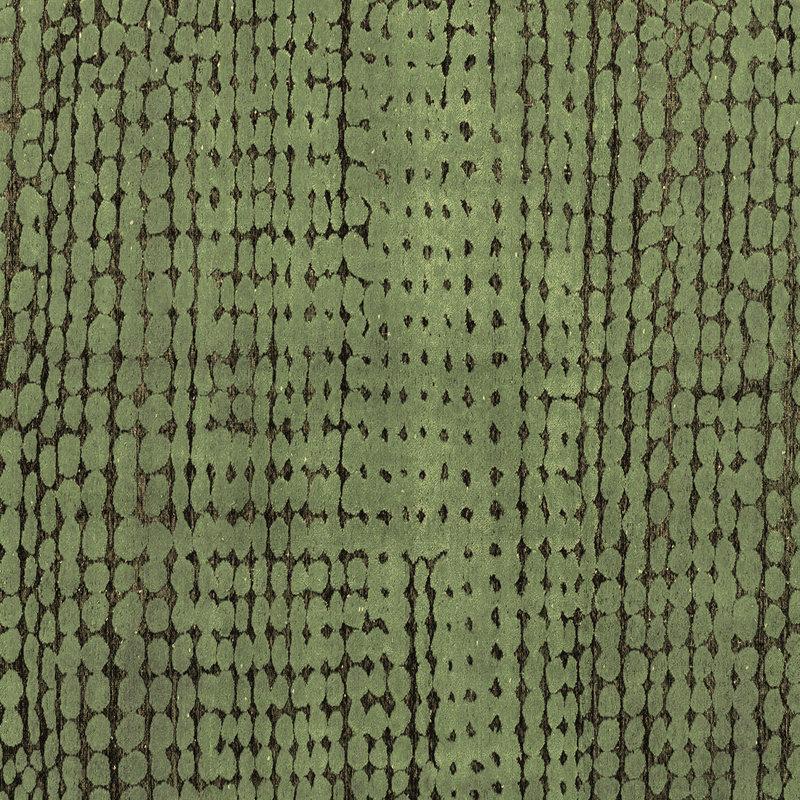Tapis vert en laine / polyester tissé à la machine Zi, Carré 4 pi
