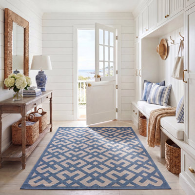 Tapis intérieur / extérieur beige / bleu Arneshia