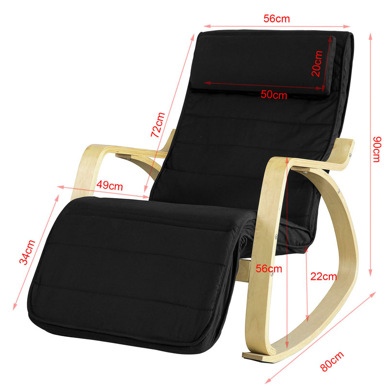Carnelian Solid Wood Rocking Chair, Black