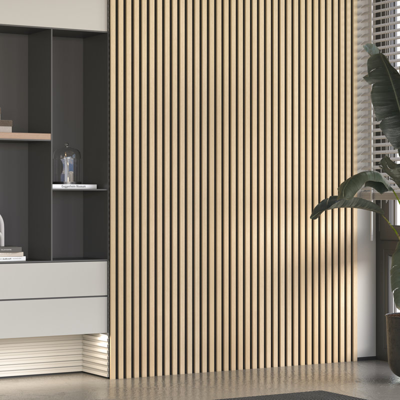 Panneaux muraux en bois acoustique L 94 po x l 24 po, panneaux à lattes 3D, Chêne froid clair