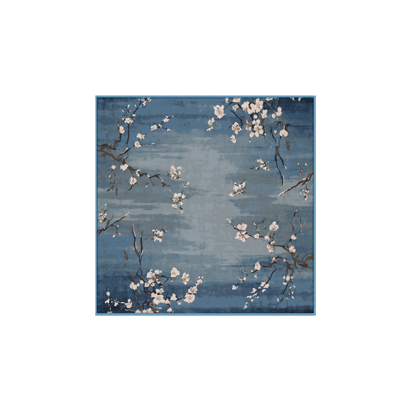 Machine Washable Blue Area Rug, Square 7'