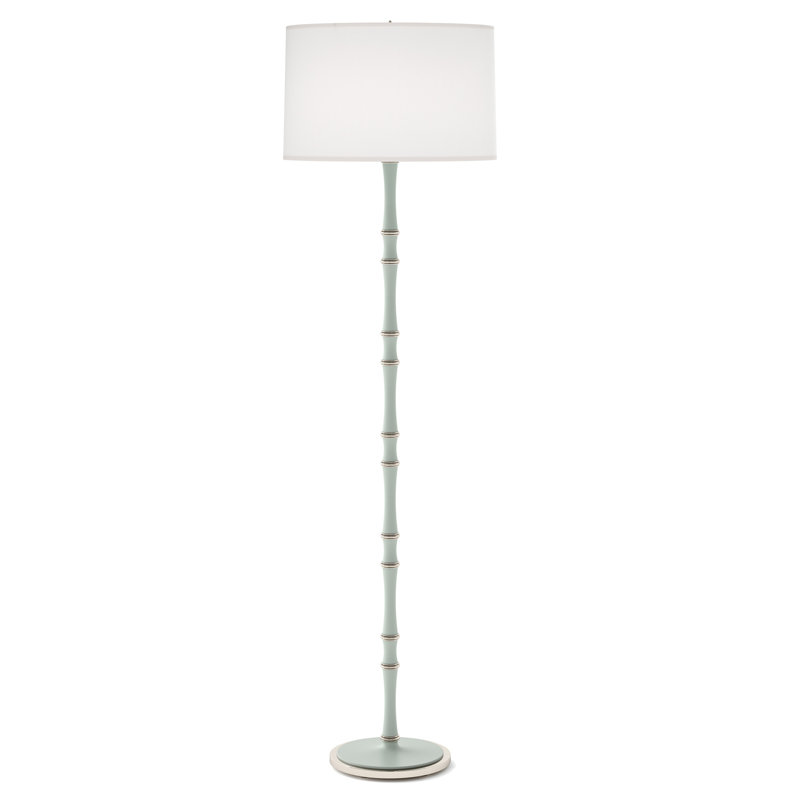 Lampe sur pied traditionnelle 64,50 po Kane, Blanc Ascot, Céladon mat / nickel poli