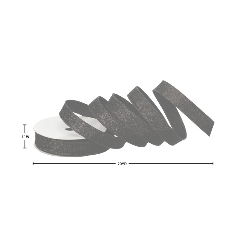 Ruban de satin scintillant câblé 1 po X20Y, Noir
