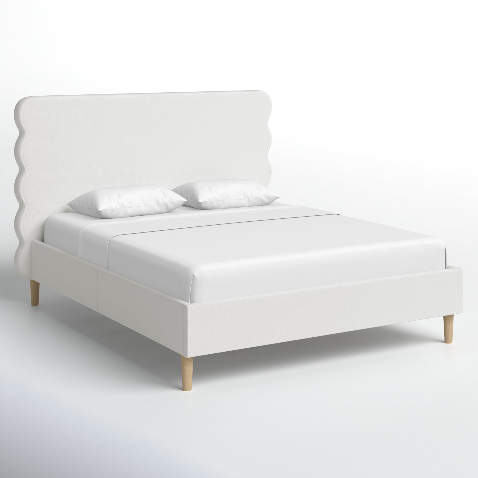 Henley Upholstered Scalloped Bed, Antique White, Queen