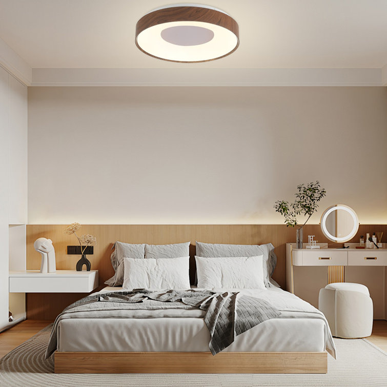 Walnut Finish Large LED Flush Mount (Set of 2)