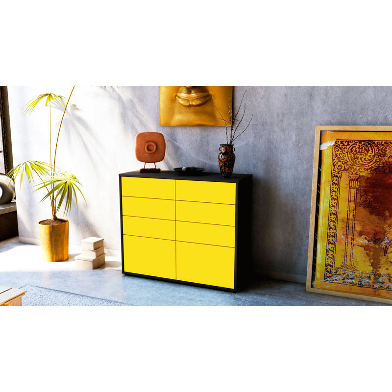 Ravenwood 92cm Sideboard, Charcoal/Yellow
