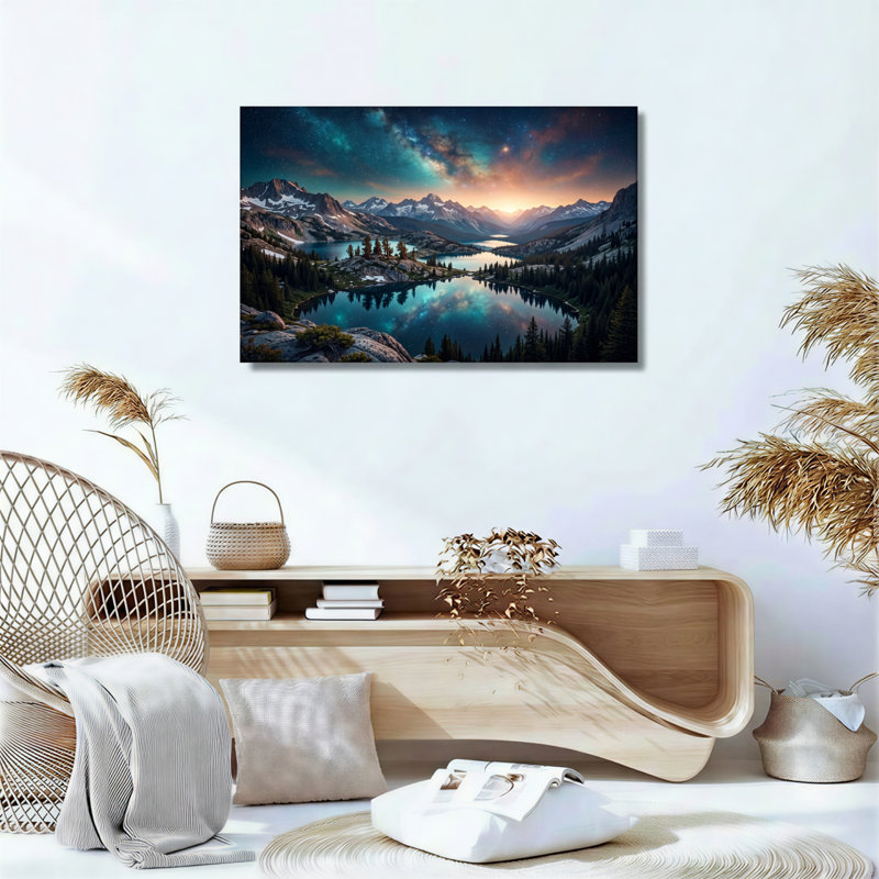 Ensemble de 1 tableau sur toile représentant un lac de montagne, H 12 po x l 18 po, Wrapped Canvas
