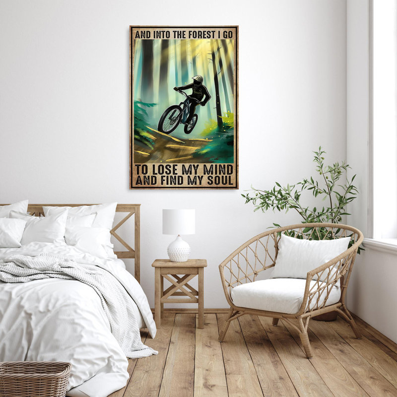 «Mountain Biking And Into The Forest» - 1 pièce Rect Mountain Biking And Into The Forest - 1 pièce, reproduction d'art graphique sur toile tendue
