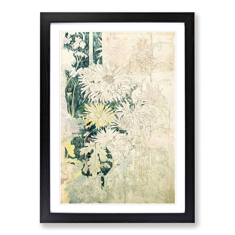 Chrysanthemums by Theo Van Hoytema - Picture Frame Painting, 65cm H x 48cm W x 2cm D, Black Framed