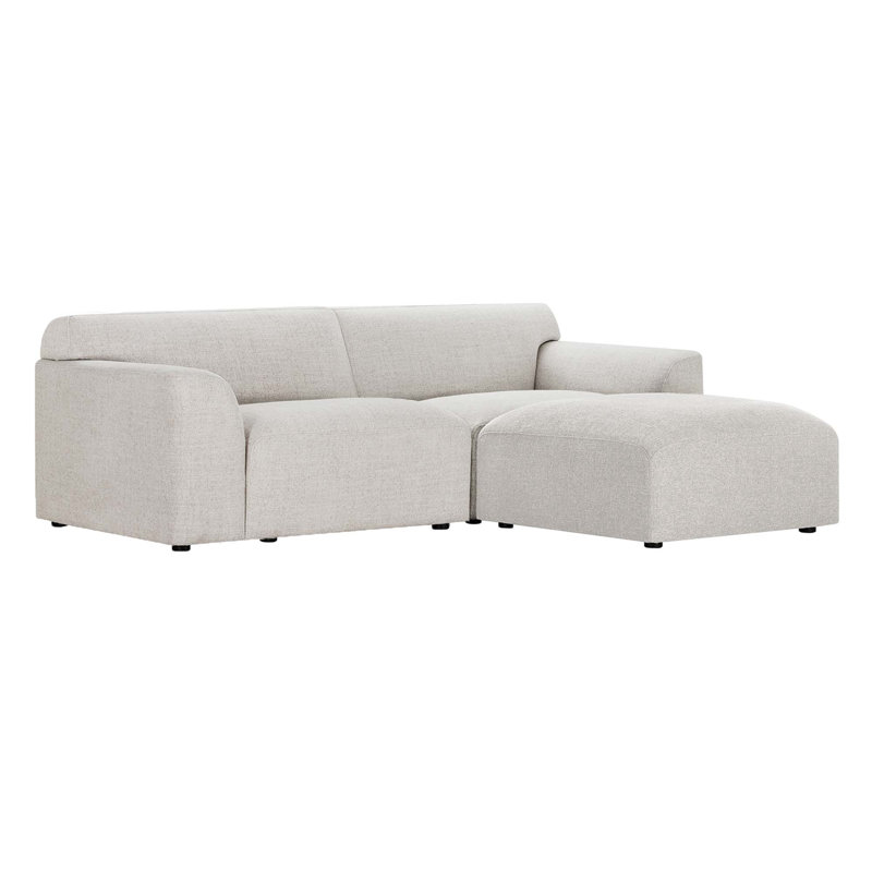 Morell 3-Piece 93'' Upholstered Modular Sofa with Ottoman, Nathan Wheat Tweed