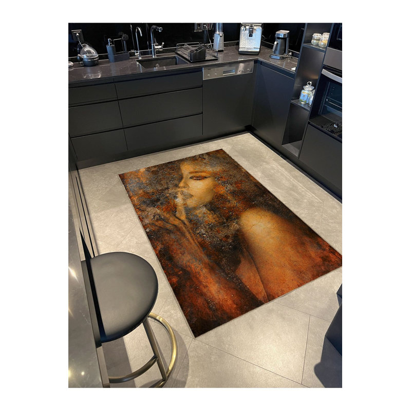 Tapis lavable orange, Sous-tapis rectangulaire 3 pi 11 po x 5 pi 11 po i