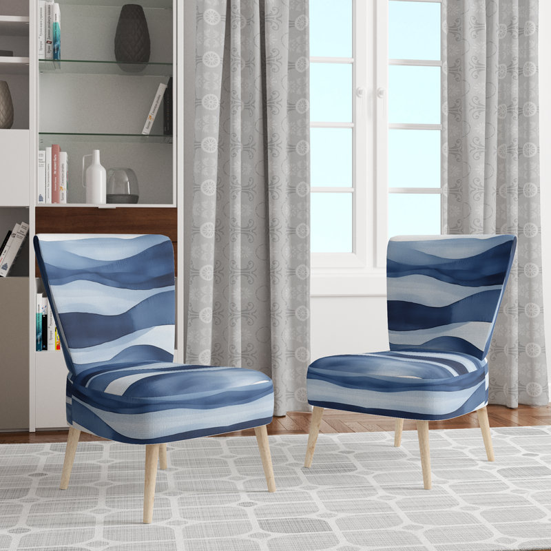 Chaise rembourrée abstraite moderne transitionnelle - Chaise d'appoint Indigo Horizon II, Chaise d'appoint sans accoudoirs