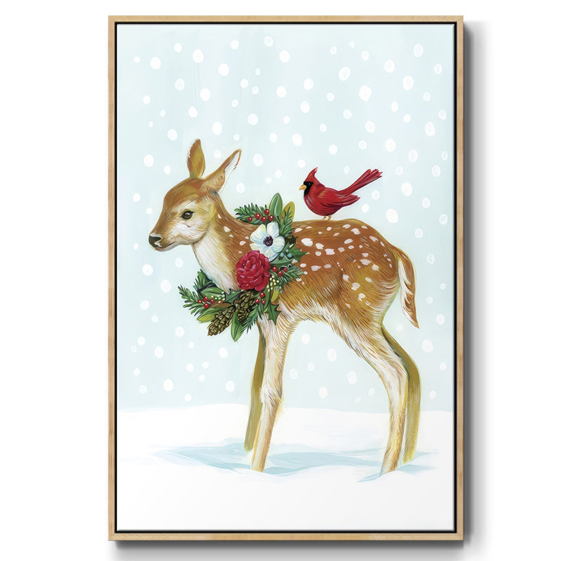 Créatures de l'hiver avec des cardinaux II, H 25 po x l 17 po x P 1,5 po, Encadré naturel