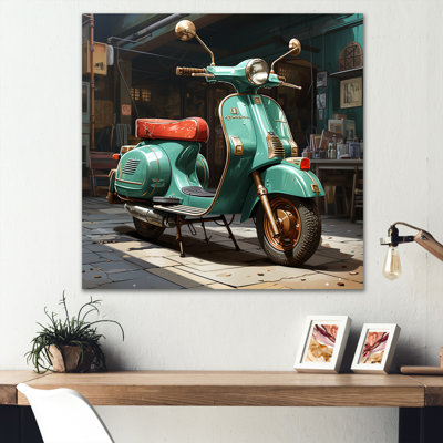 «Green Scotter On The Streets» - art mural en métal Scooter