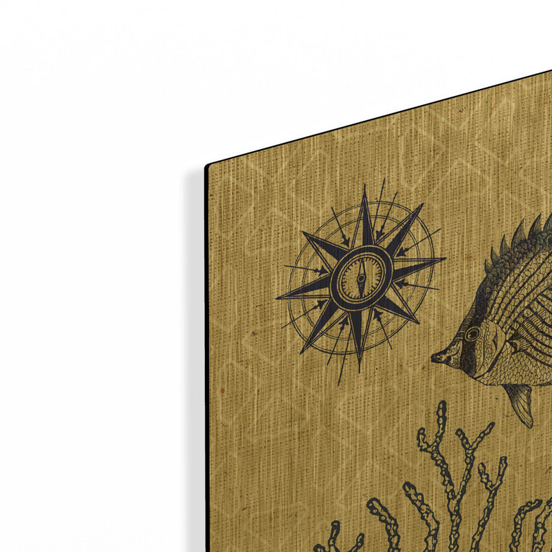 «Sea Shore Square II» par Studio Mousseau, art mural en métal doré, 24 po x 24 po, 24 po x 24 po