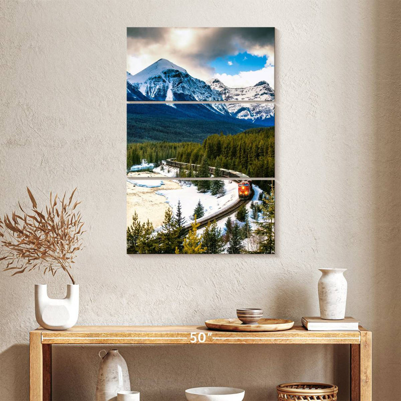 Mehar Winter Train Through Banff, 38" H x 24" W