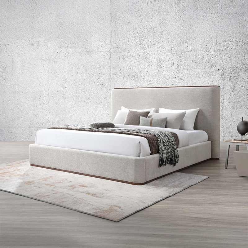 Grand lit Orane, tissu gris, Grand