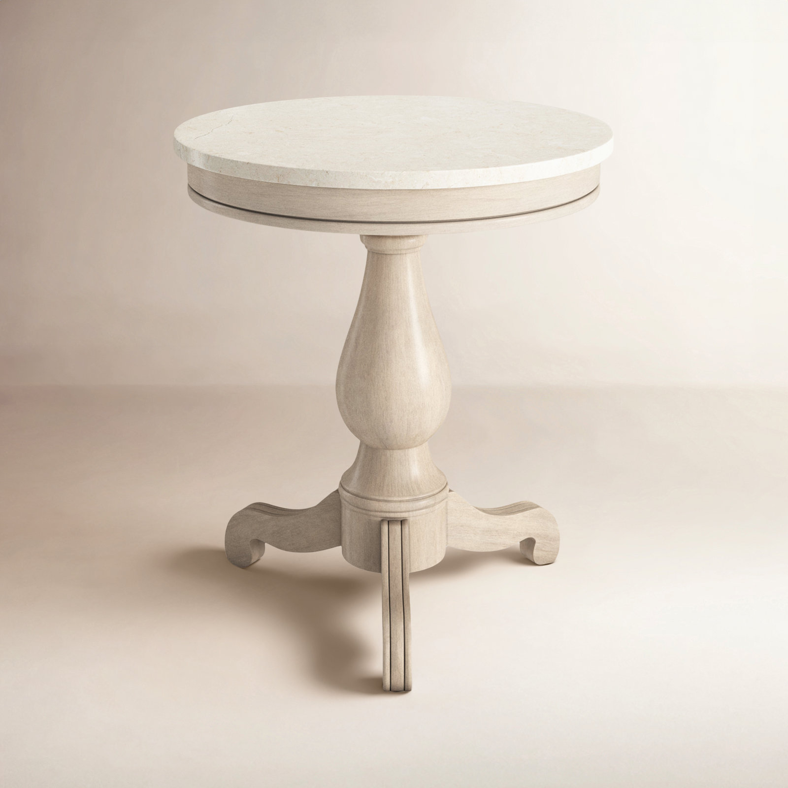 Aberdale 24" Genuine Marble End Table, Sandalwood Beige