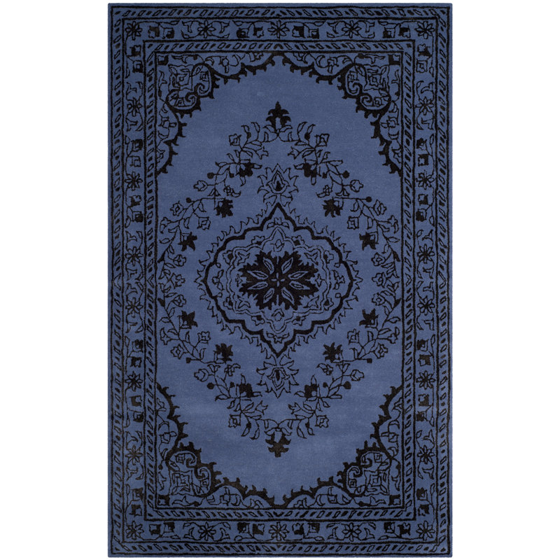 Samaniego Hand Tufted Viscose/Wool Oriental Rug in Purple, Rectangle 5' x 8'