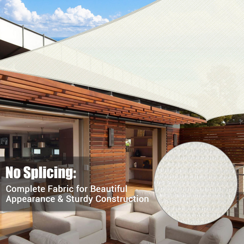 Off-White HDPE Rectangle Sun Shade Sail for Patio and Yard
