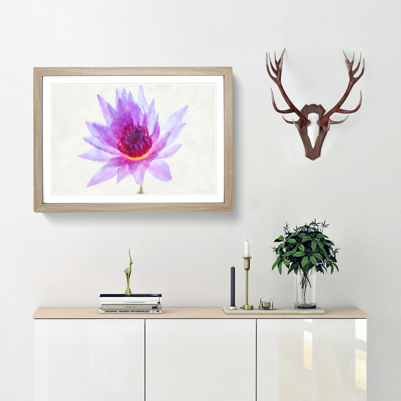 Water Lily - Picture Frame Painting Print, Oak Framed, 33cm H x 45cm W x 2cm D