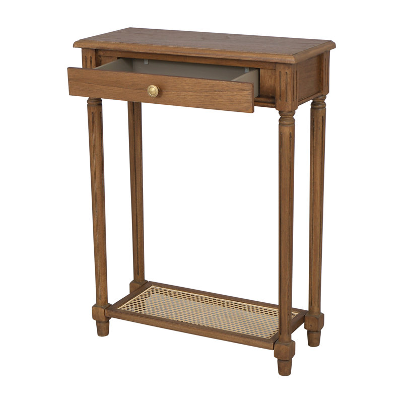 Console Carterlee avec tiroir et tablette de canne, Brun
