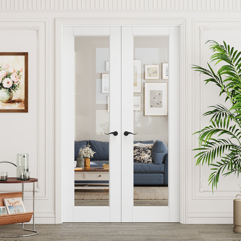 Double porte intérieure en bois manufacturé avec noyau et base en verre manufacturé Modern Lite, 48 po x 80 po