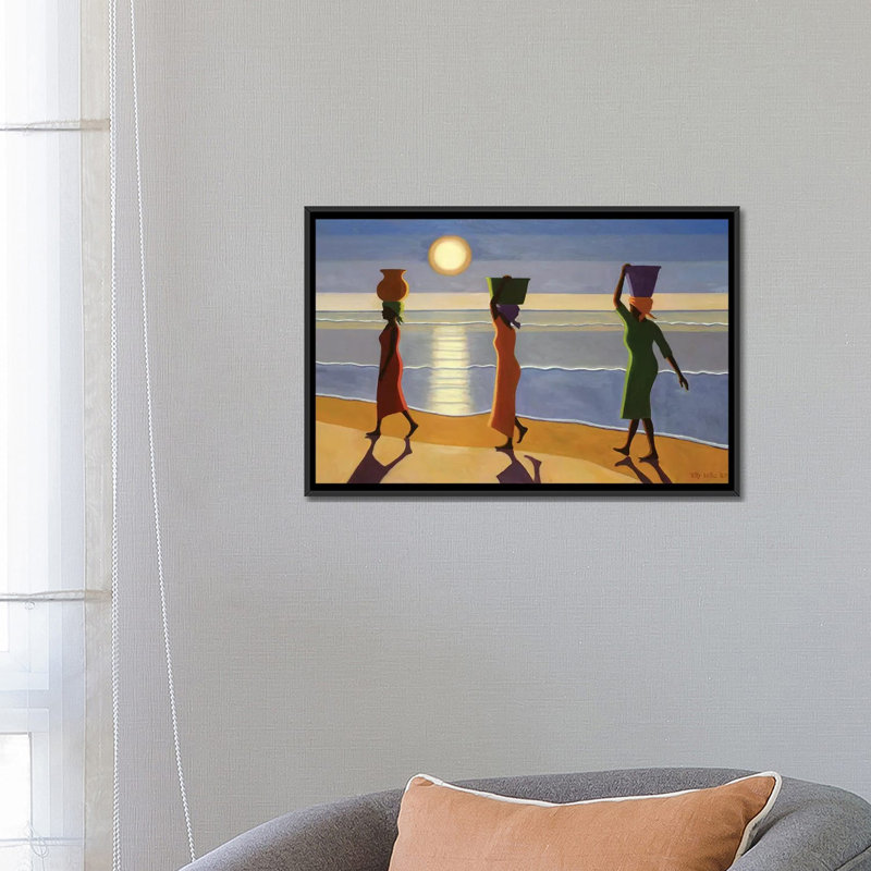 «By the Beach», impression sur toile, H 18 po x l 26 po x P 1,5 po, Toile avec cadre noir, Pas de tapis