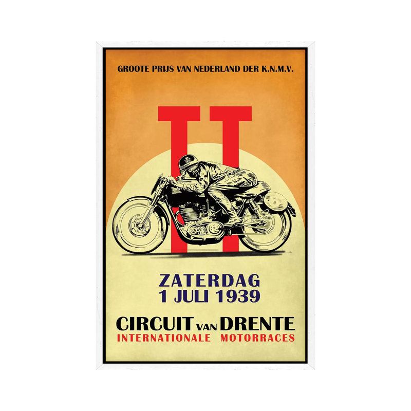Circuit Van Drente TT 1939 by Mark Rogan - Print on Canvas, White Framed, 66.04cm H x 45.72cm W x 3.81cm D